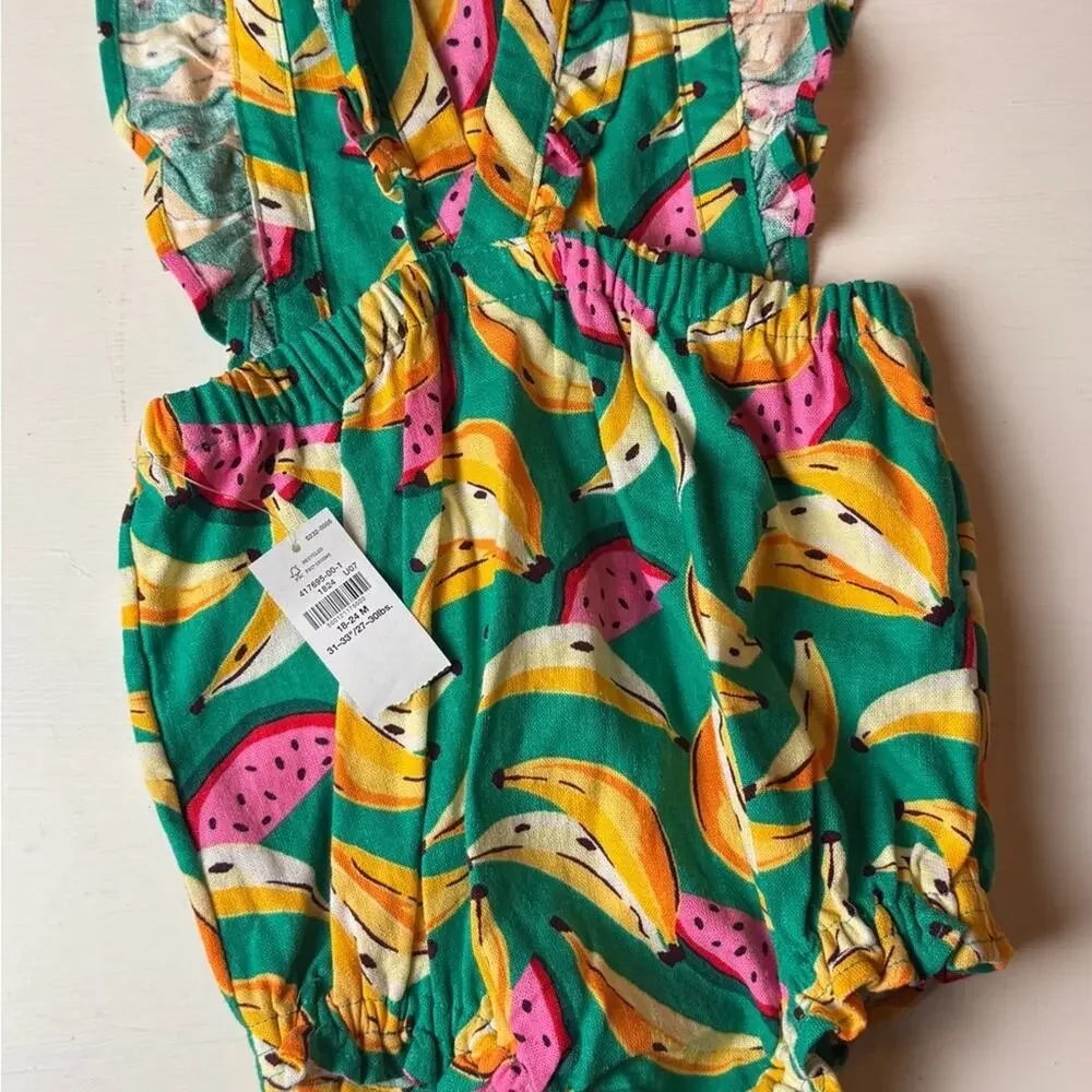 Old Navy Summer Seasonal Toddler Beach Tropical Printed Romper Sz 18-24 M NWT